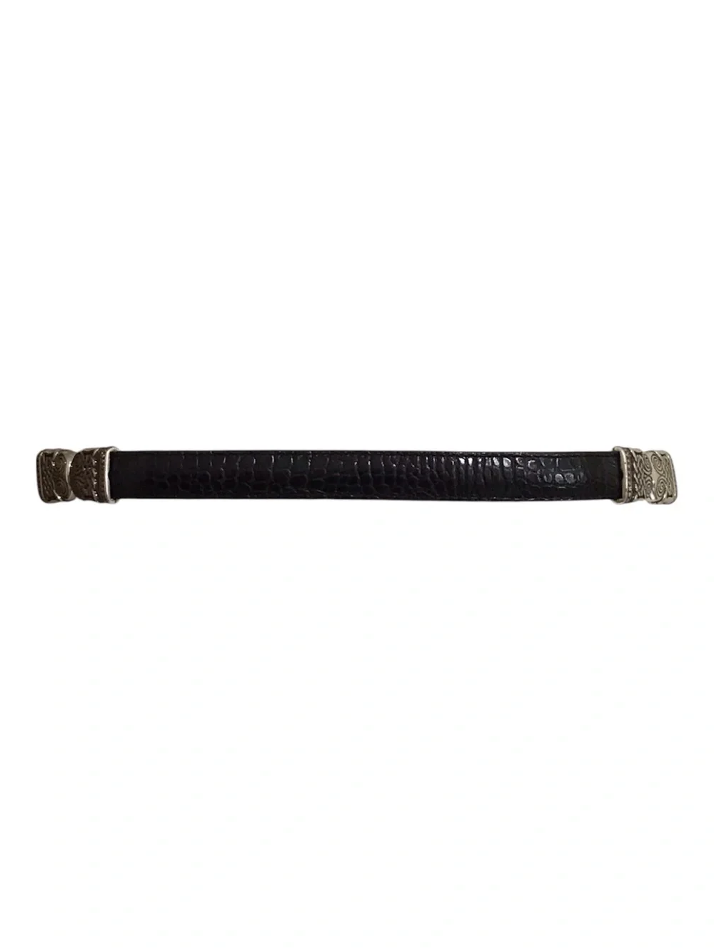 Brighton Black Leather Belt with Decorative Silver Buckle Size Small Vintage